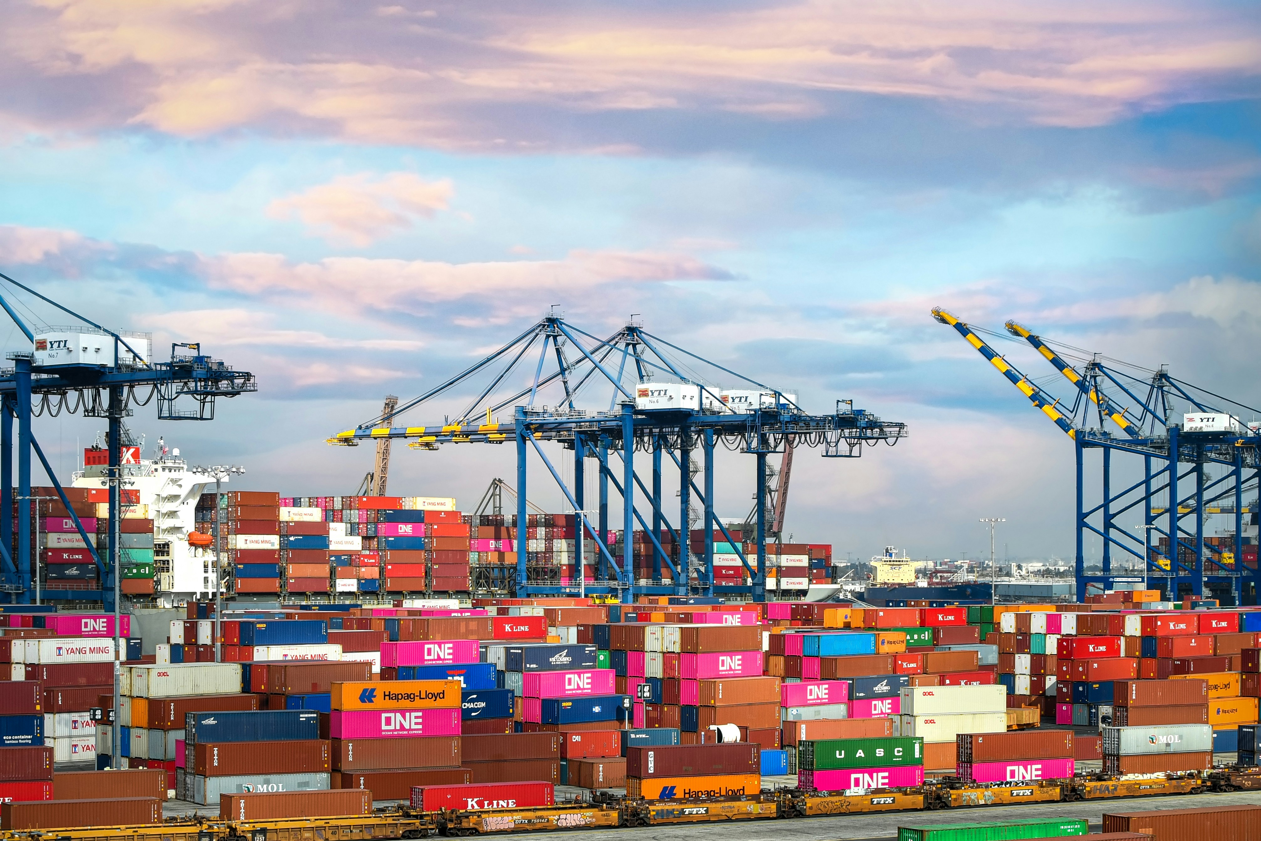 Containers at a port